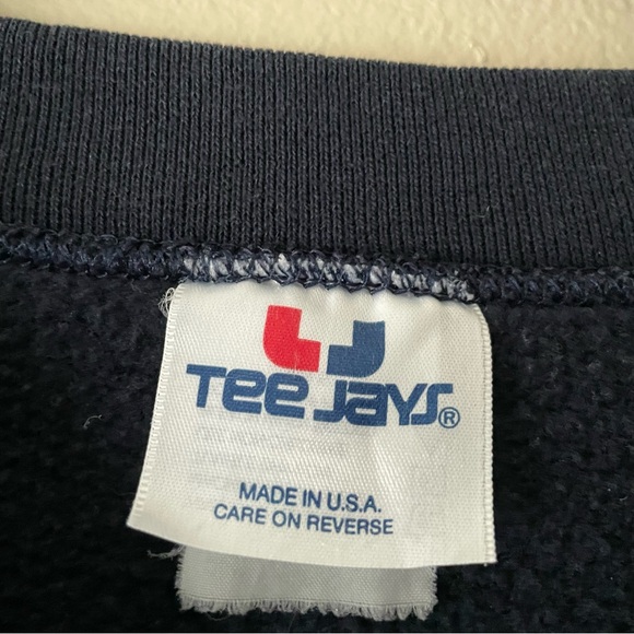 VTG Embroidered Heavyweight Navy Blue USA Sweatshirt L - Picture 5 of 6